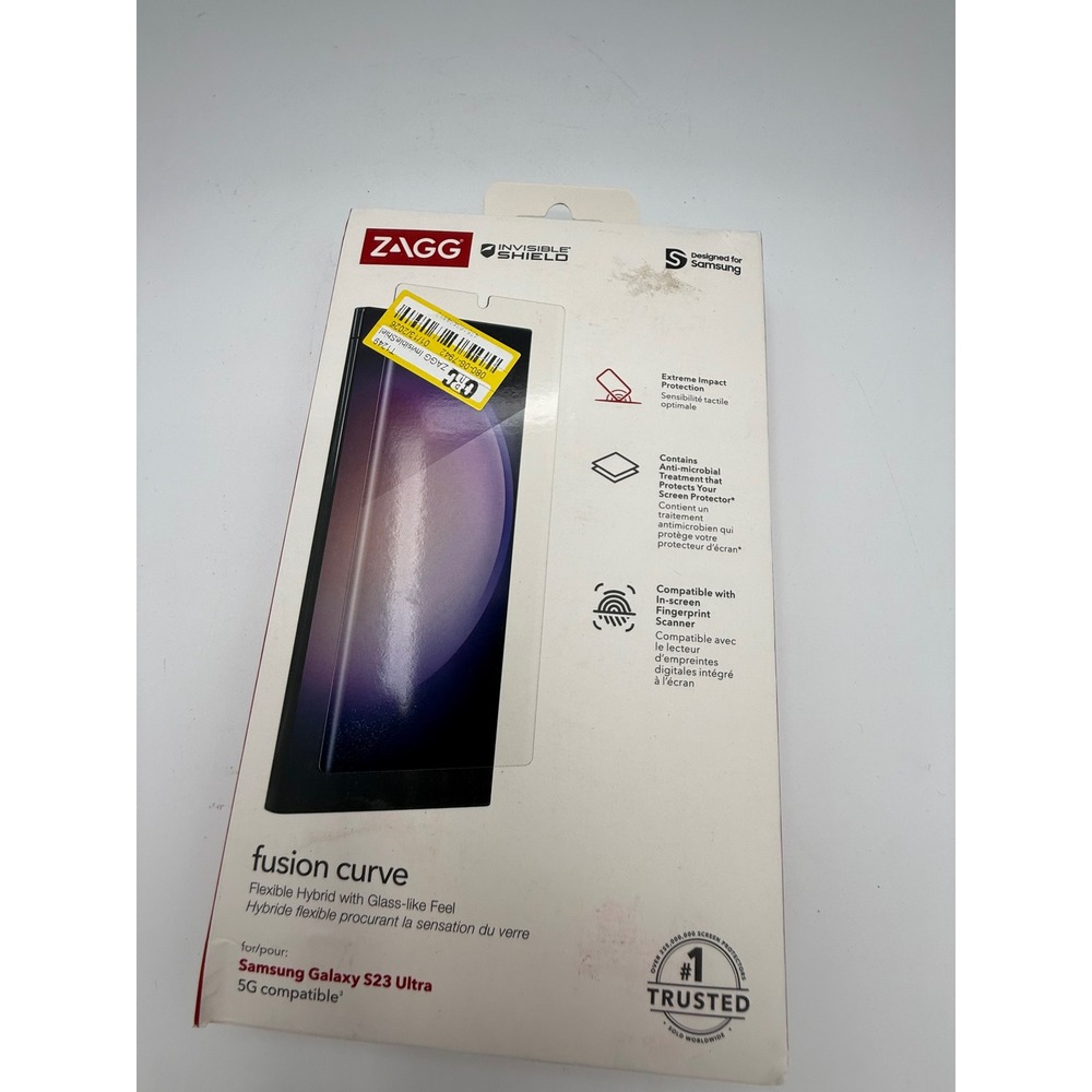 ZAGG Fusion Curve Screen Protector Samsung Galaxy S23 Ultra Clear New Flexible